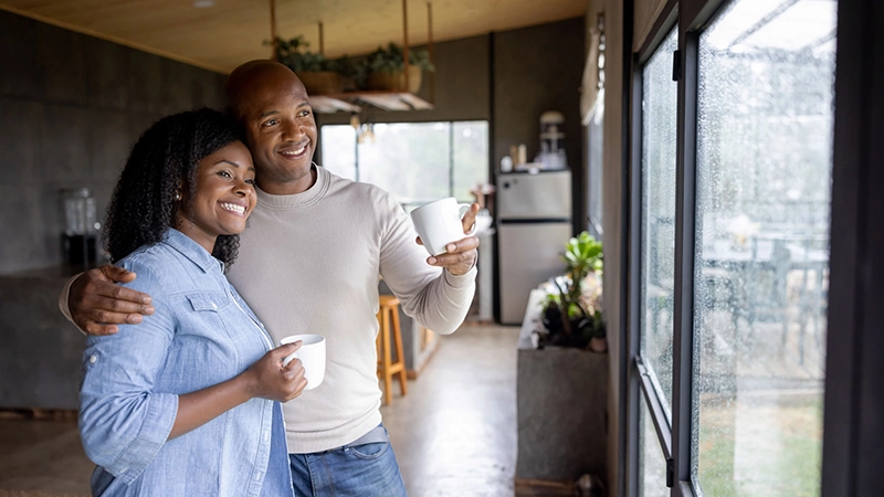 Smiling moving in new home