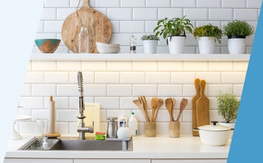 organized kitchen counter.