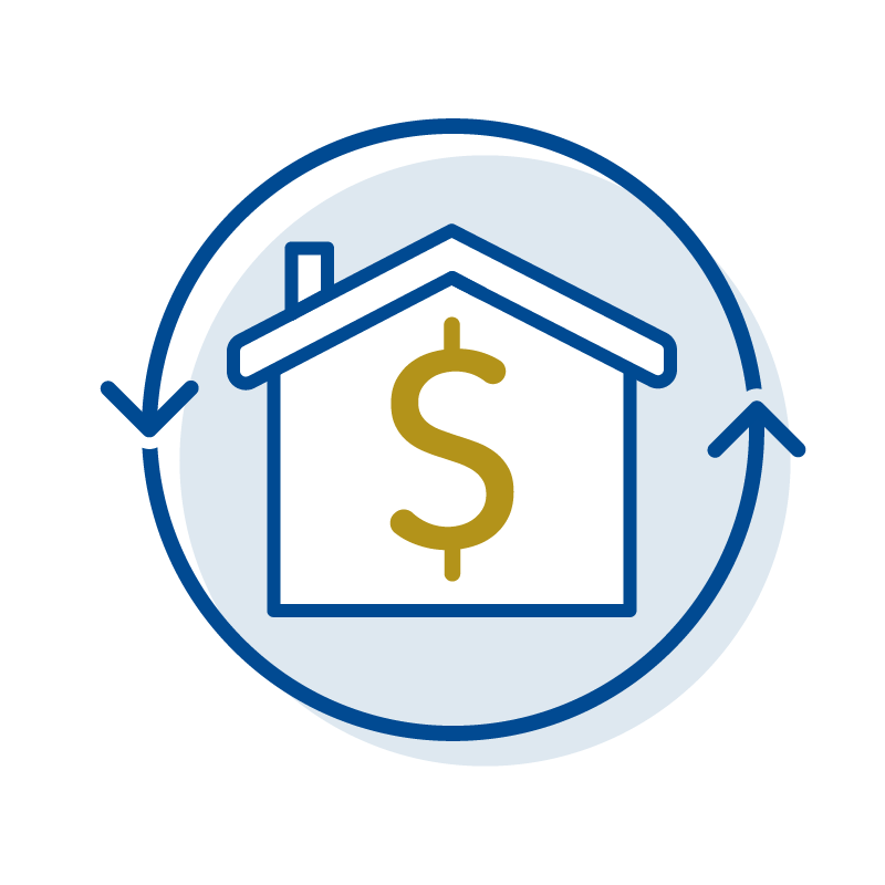 icon of a house with a dollar sign in the middle