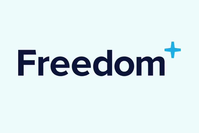 A logo for Freedom plus.
