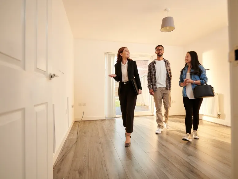 real estate agent guiding the final walkthrough.
